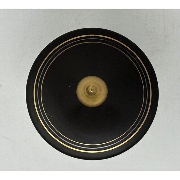 Vtg VEE JACKSON CALIFORNIA 10" URN w/ FINIAL LID Black/Brown Gold Silver Lines - Picture 5 of 13